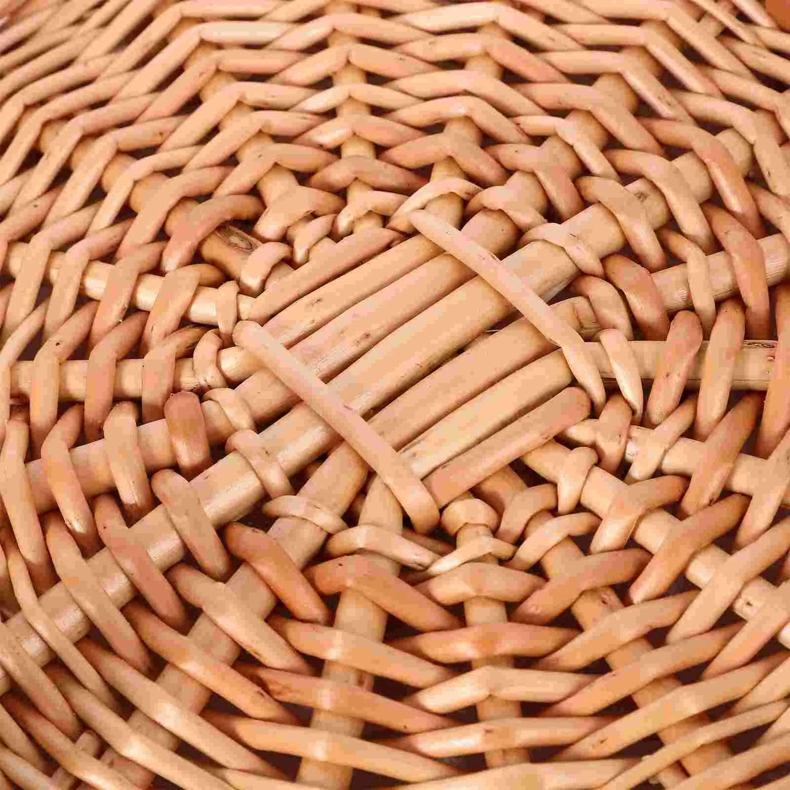 Foldable Picnic Basket Wicker Tray Decor Daily Supplies Multi-function Storage Shopping Bins with Lids 6