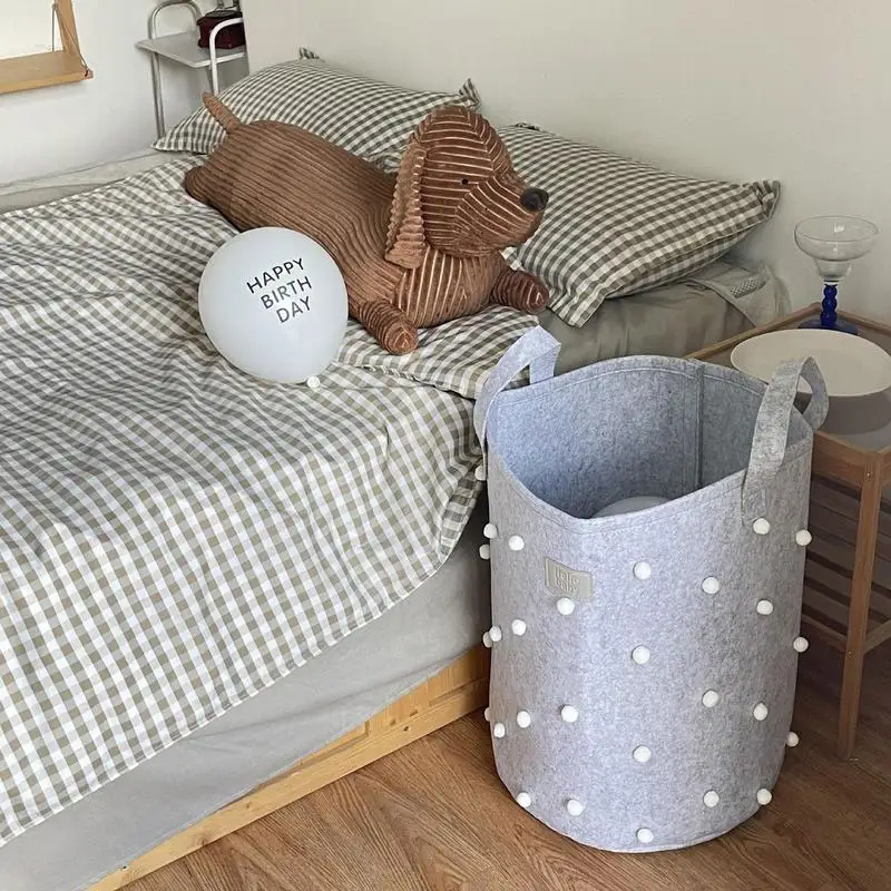 Cesto Portabiancheria Rotondo 38L Con Manici - Per Giocattoli, Vestiti, Camera Da Letto, Bagno