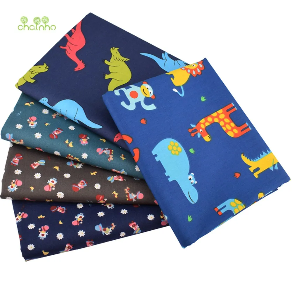 Chainho,Printed Twill Cotton Fabric,Patchwork Cloth,DIY Sewing & Quilting Material,Dark Cartoon Series,5 Designs,4 Sizes,CC037