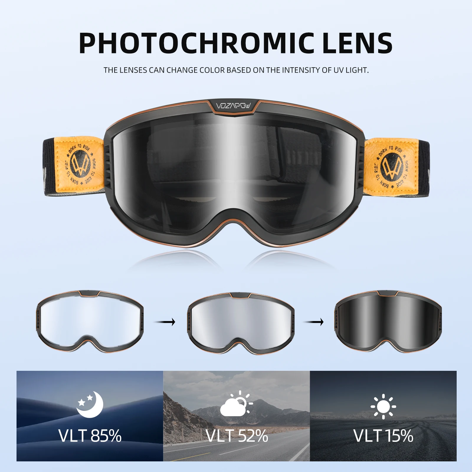 3 IN 1 Motorcycle Goggles Retro Cycling Sunglasses Anti-Fog Windproof Polarized Motocross Riding