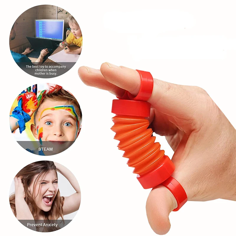 Finger Pull Tube Poptubes Finger Movement Stretch Tube Fidgets Sensory Fidget Toy for Autism Stress Relief Toy Adult Office Toys Gift