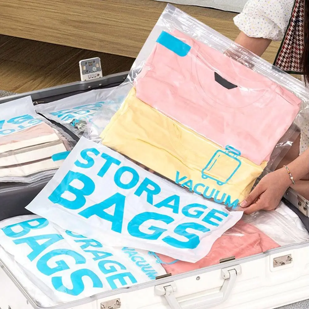 1/2/4PCS Hand-rolled Vacuum Compression Bag Transparent Reusable Venting Vacuum Bags Space Saver with Valves 4