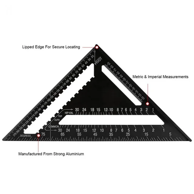 7/12 Inch Metric Aluminum Alloy Triangle Measuring Tool - Image 5