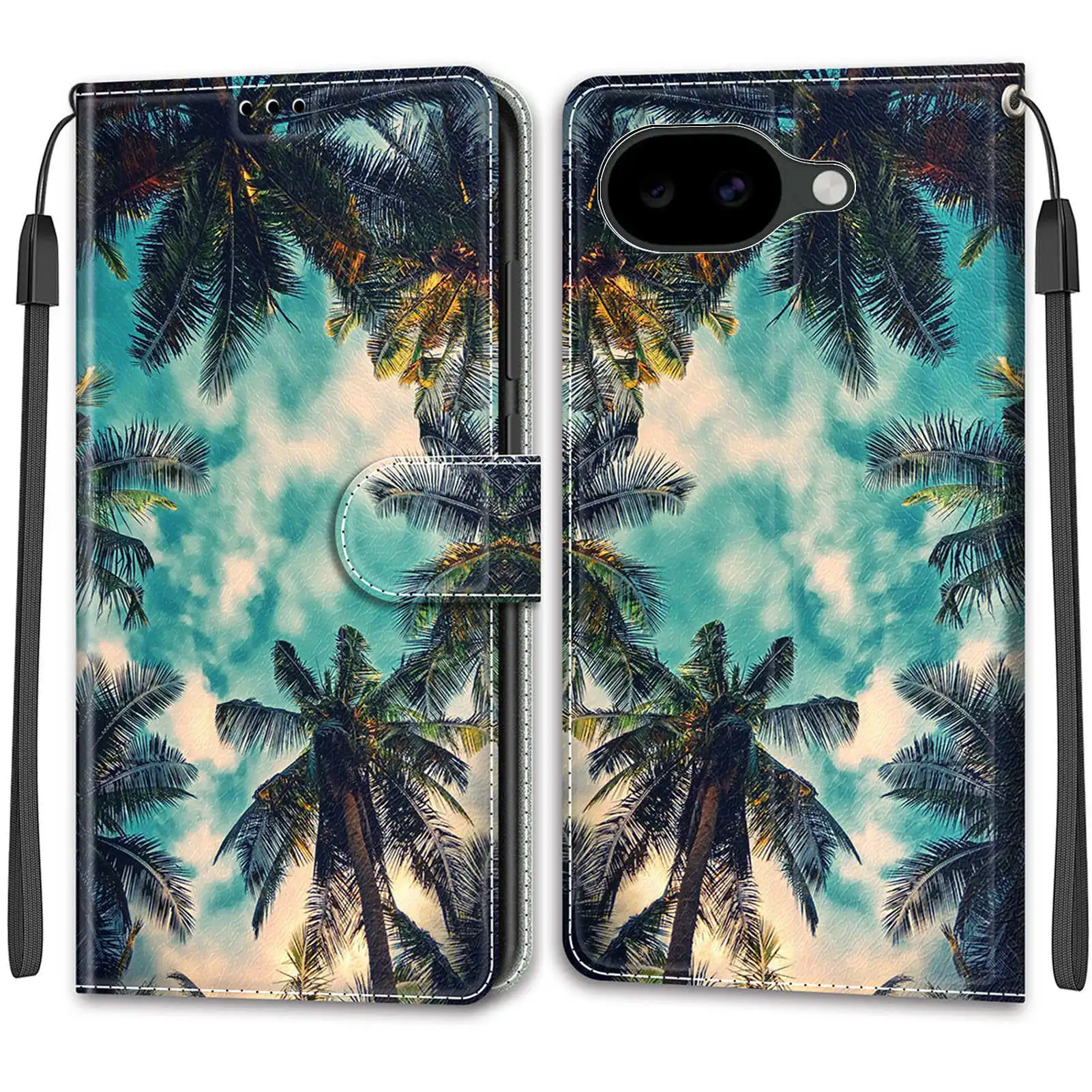 Leather Wallet Phone Case - Magnetic Flip Cover with Stand and Artistic Design