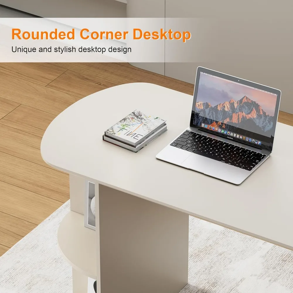55inch Computer Desk with Drawers and Storage Shelves, Modern Simple Style Laptop Desks, Home Office Writing Desk