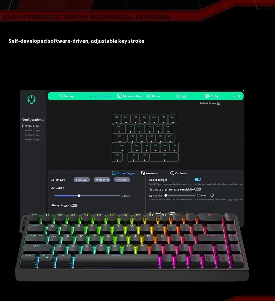 Zuoya he65 mini teclado mecânico com fio para jogos, interruptor