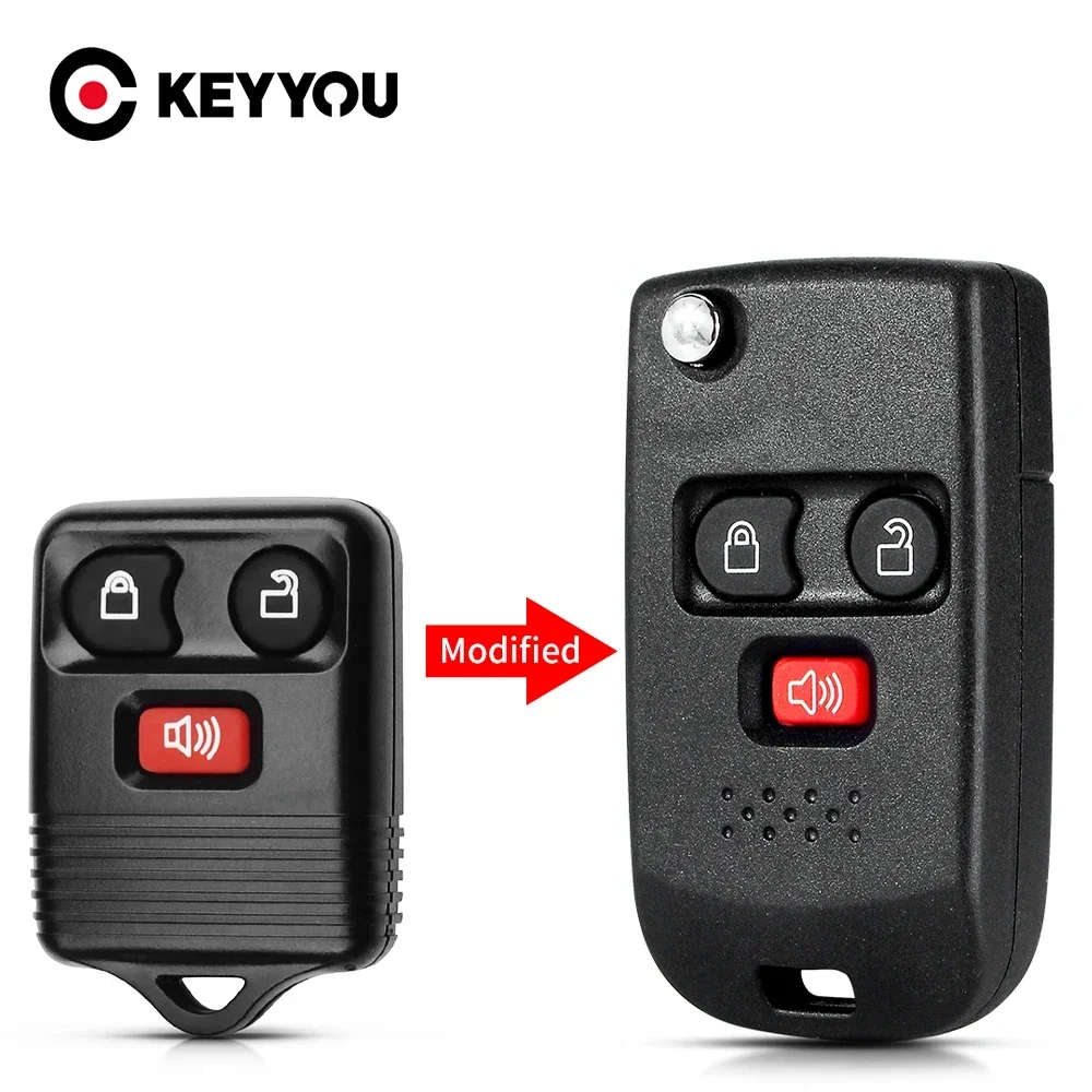 

KEYYOU 2+1 Buttons Auto Smart Control Key For Ford Escape F 150 Explorer 2001 2007 Modified Car Remote Key Shell