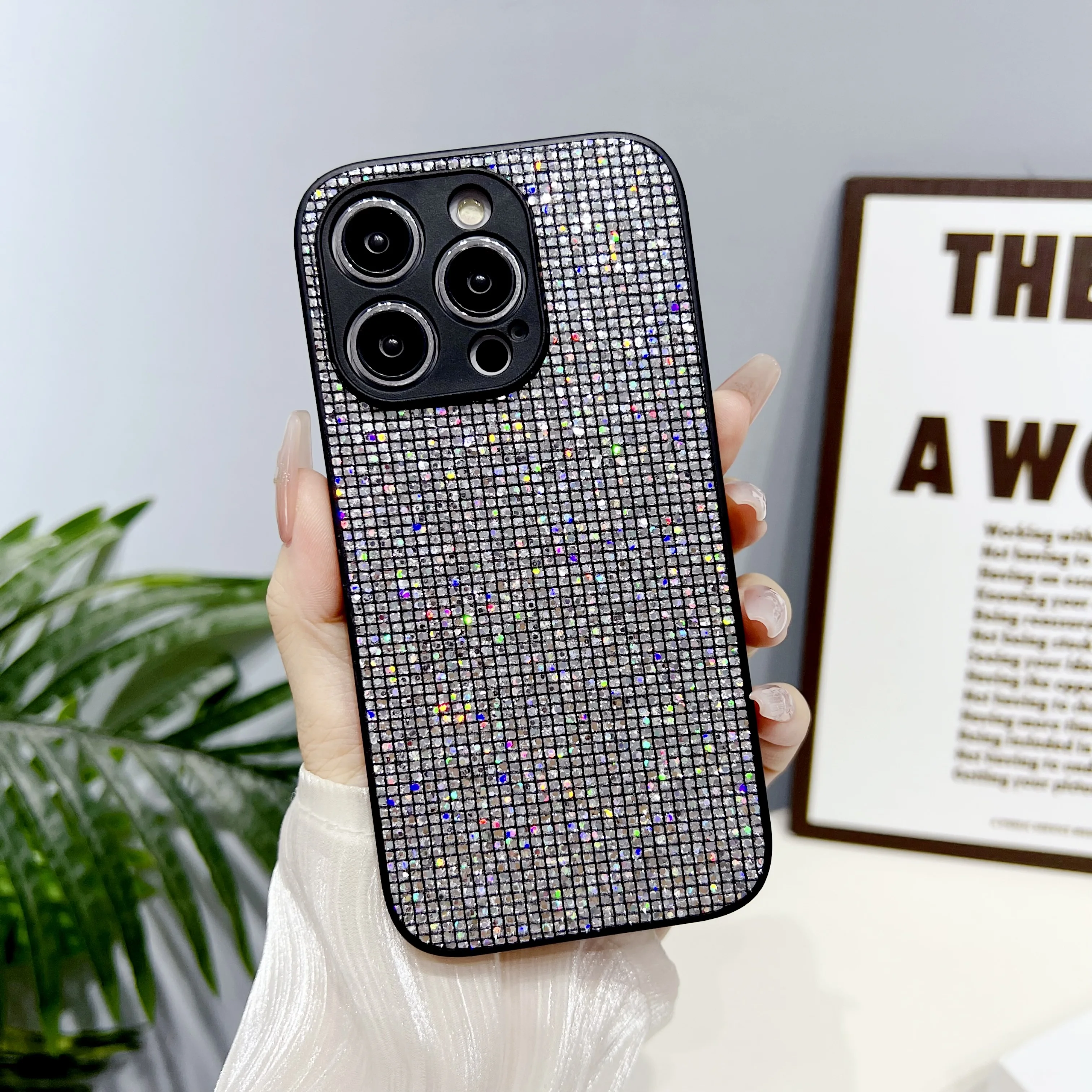 Shockproof Aurora Shiny Diamond Case with Camera Protection Cover