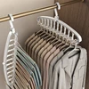 Rotating Folding Clothes Hanger Closet Organizer Multi-port Clothing Drying Rack Foldable Plastic Scarf 11-hole Storage Hangers 1