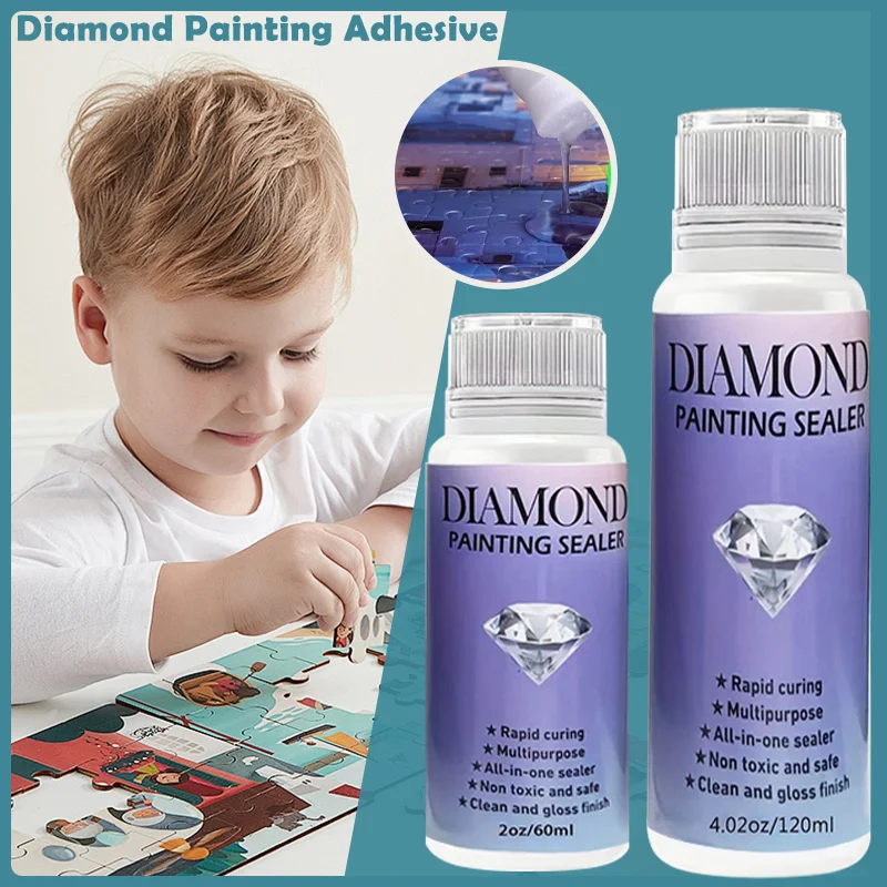 Diamond Painting Sealer with Sponge Head 5D Diamond Painting Glue Permanent Hold Shine Effect Sealer Art Puzzle Glue diamond painting sealer