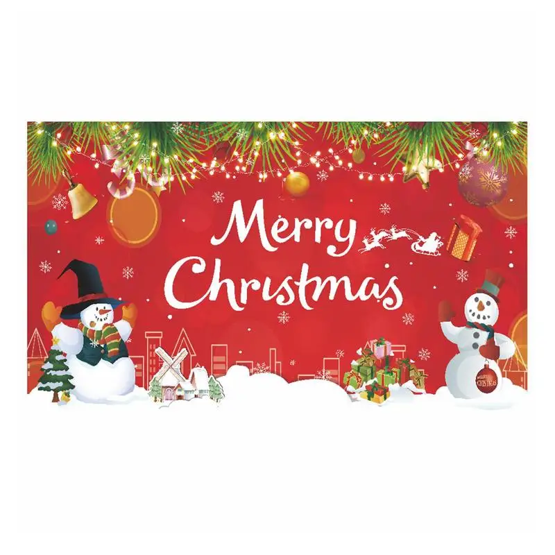 

Christmas Banner Backdrop Santa Snowman Christmas Tree Photography Background Merry Christmas Party Backdrop Banner For Outdoor