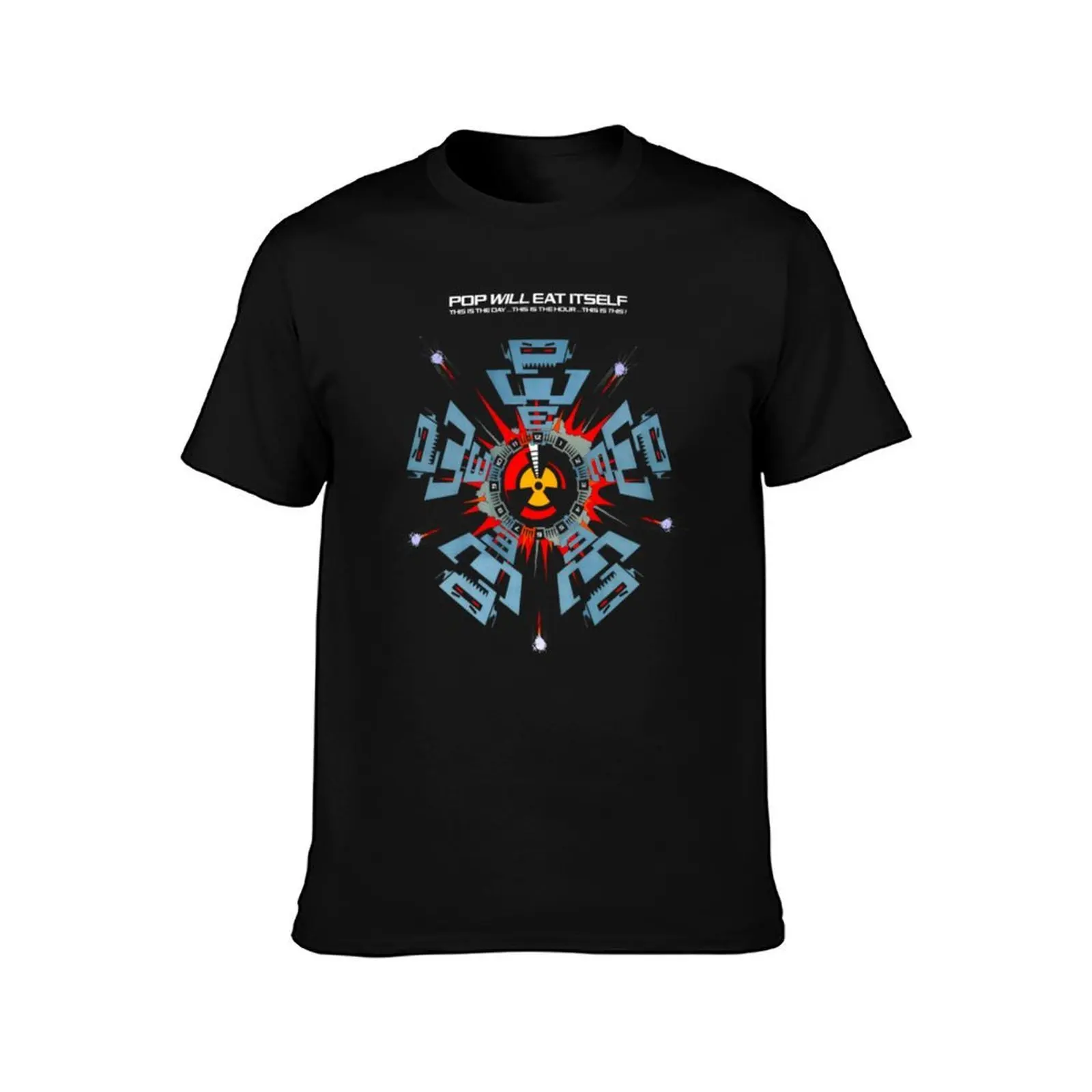 Pop Will Eat Itself Graphic Plus Size Solid Color T-Shirt