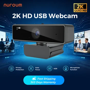 NUROUM V11 Webcam 1080P 60FPS Supporta 2K 30FPS Microfono con doppia cancellazione del rumore Mini fotocamera USB per laptop Zoom Streaming Videochiamata