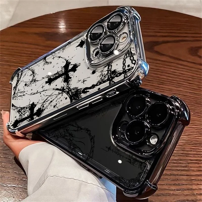 Elegant Dark Gothic Cross Mark Phone Case – Fashionable Protective Cover
