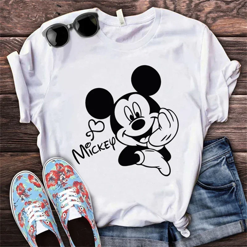 Cartoon Mouse Print Women T-shirt Harajuku Aesthetic Streetwear Short Sleeve T Shirt Summer Fashion Female Y2k Clothing Tops 2