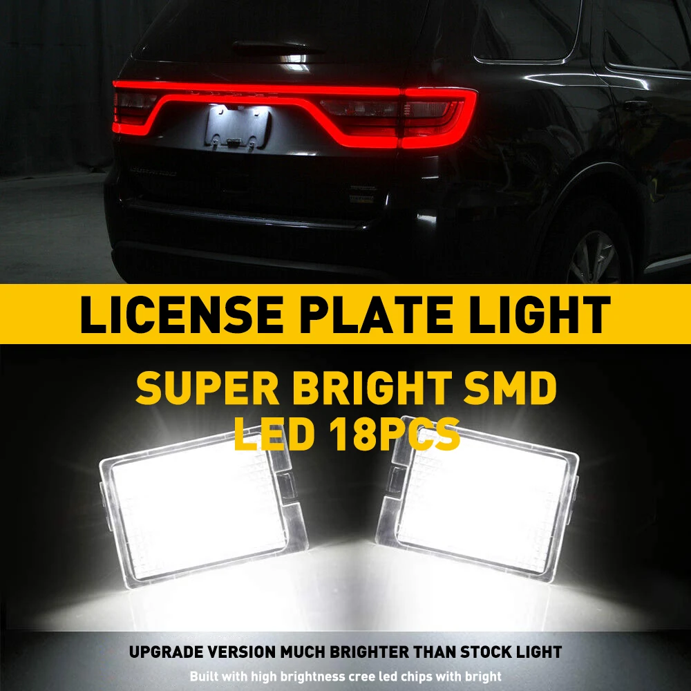 2 шт., автомобильный номерной знак, лампа без ошибок для Dodge Durango 2014 2015 2016 2017 2018 2019 2020 2021, водонепроницаемая