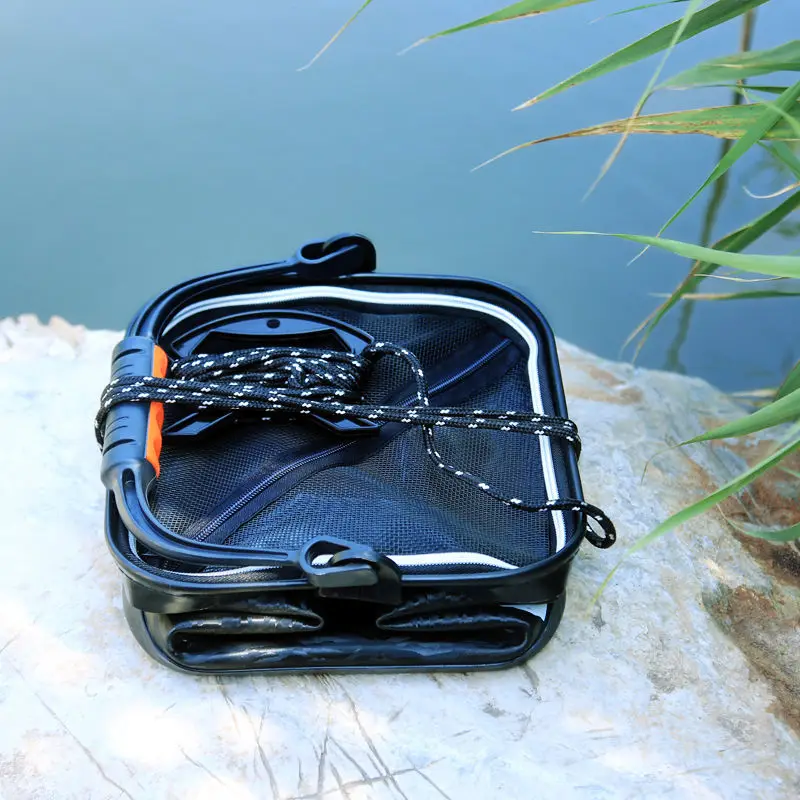 Fishing bucket thickened folding rope small portable EVA hard bottom wear-resistant live fish fishing gear folding bucket