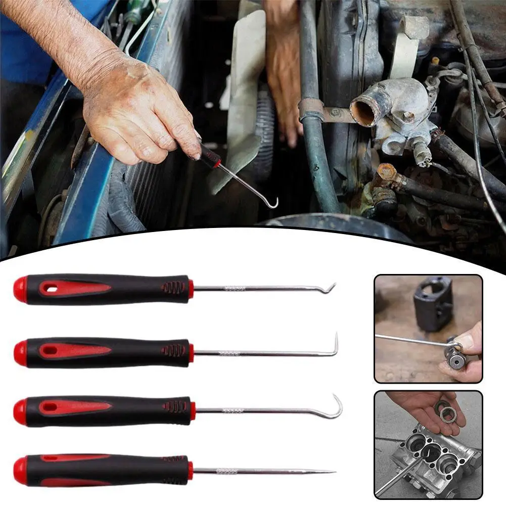 Oil Seal Screwdrivers Pick And Hook Set Sealing Repair Tools Seal Remover 4Pcs 16cm Car Auto Vehicle Oil Seal Screwdrivers Set O Seal Gasket Puller Remover Pick Hooks Tools Sealing Repair Tools