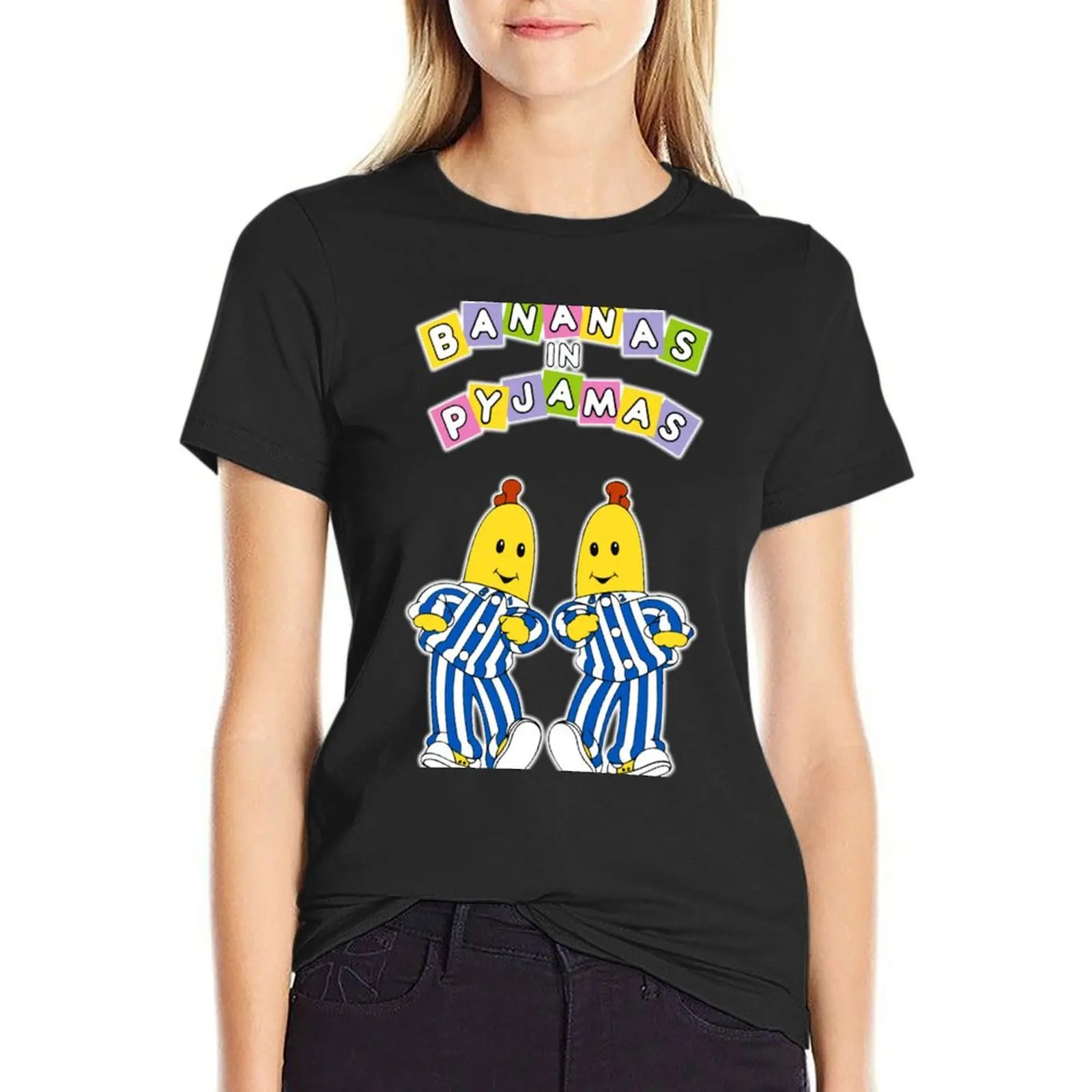 

Bananas in pyjamas with sign T-shirt hippie clothes cute tops Female clothing cat shirts for Women