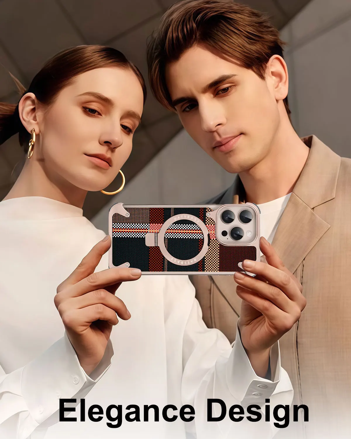 Eary for iPhone 17 16 Pro Max Phone Case With Magsafe Stand Magnetic Carbon Fiber Textured Cover Frameless Shockproof Bumper