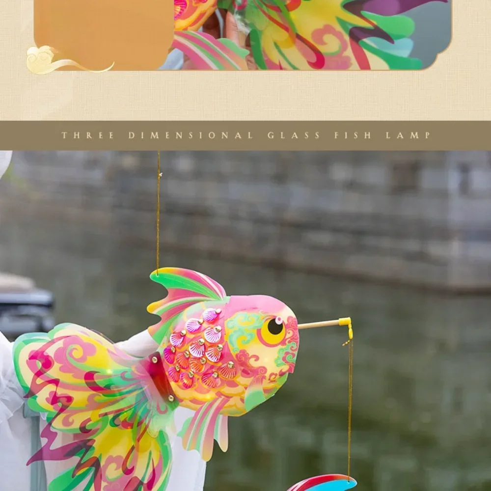 Mid-Autumn Festival Laterne DIY tragbare leuchtende antike Glasfischlaterne handgemachte immaterielle Kulturerbe PVC-Laterne – Detail 4