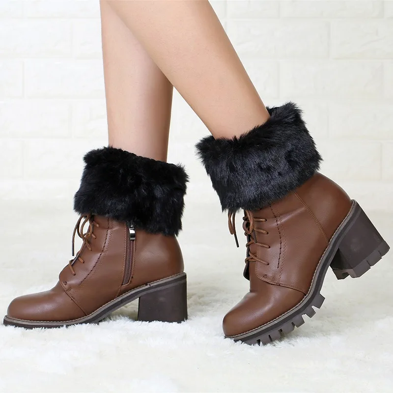 Frauen Winter Neue Durchschnittliche Größe Kurze Flip Flop Pelz Warme Socken Stiefel Abdeckungen Gestrickte Wolle Beinlinge Atmungsaktive Anti-reibung – Detail 1