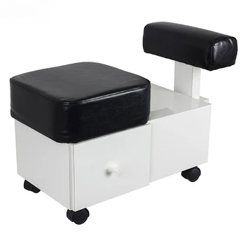 Carrello per Pedicure con Poggiapiedi, Cassetto Portaoggetti e Armadietto per Salone di Bellezza