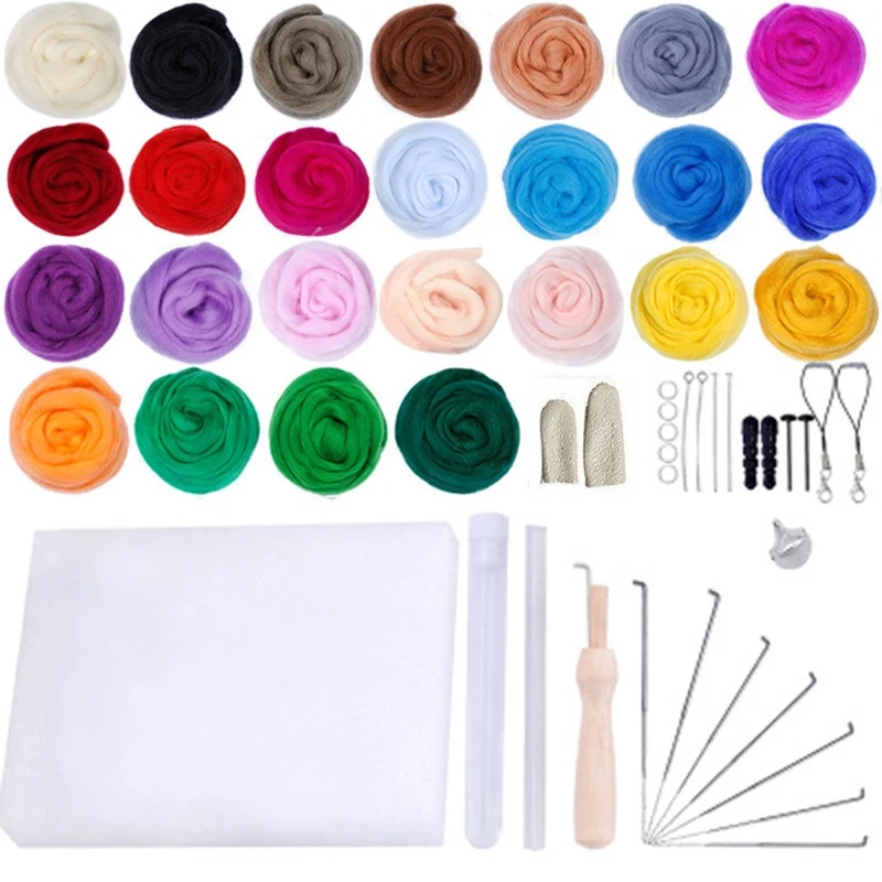 

25 Colors Needle Felting Tools for Beginners Adults Teens Kids Professionals