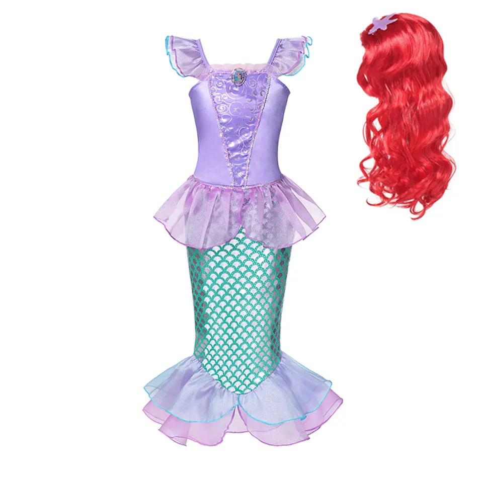 thumbnail image 1 of Disfraz de la Sirenita Ariel para niña, conjunto de vestido de sirena, ropa de Halloween, 1 of 5