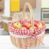 Zerodeko Little Red Riding Hood Basket Hand Woven Picnic Bag Gift Basket Wicker Storage Basket Linen Inner Basket Storage 2