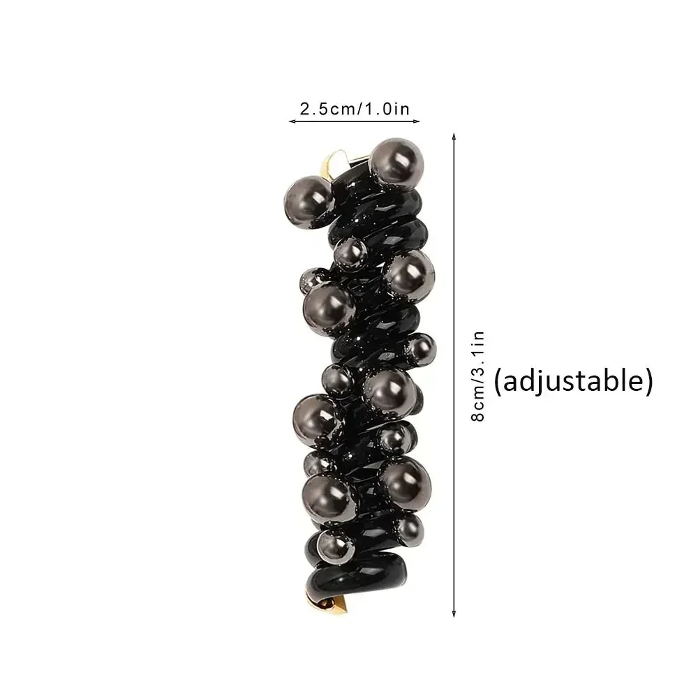 Fashion Telephone Wire Elastic Hair Band Pearl Bubble Braid Spiral Rubber Band Hair Accessories Hair Band Women