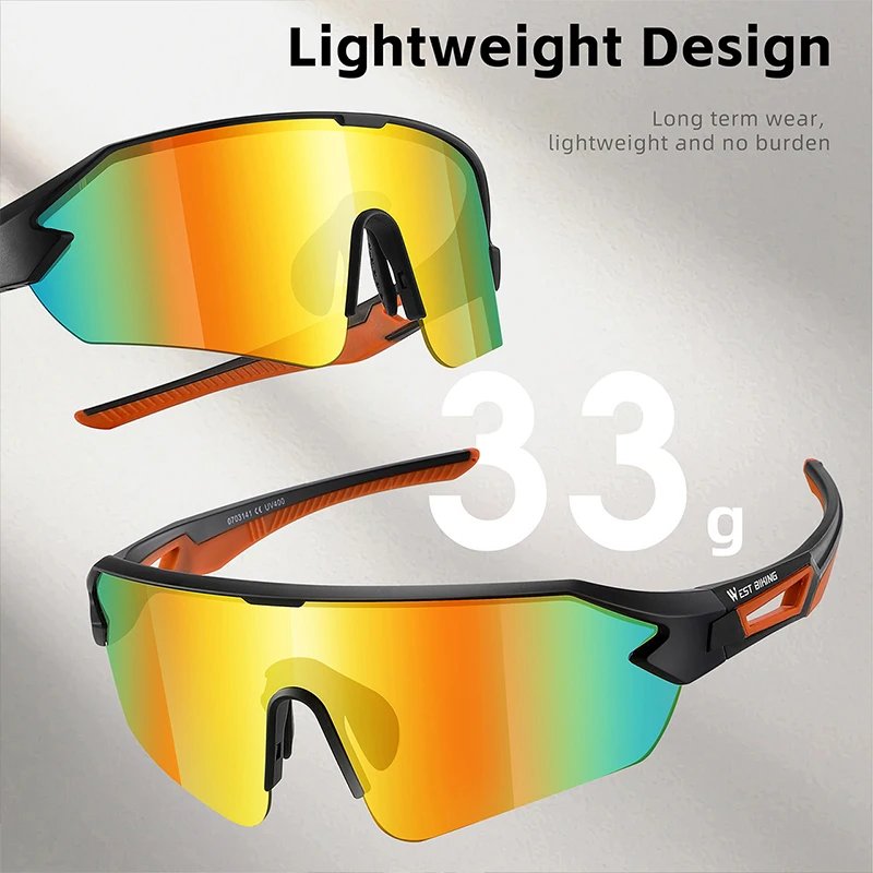 WEST BIKING Cycling Glasses Lightweight Large Frame Sunglasses HD MTB Road Bike Windproof Goggles Men Women Sports Eyewear