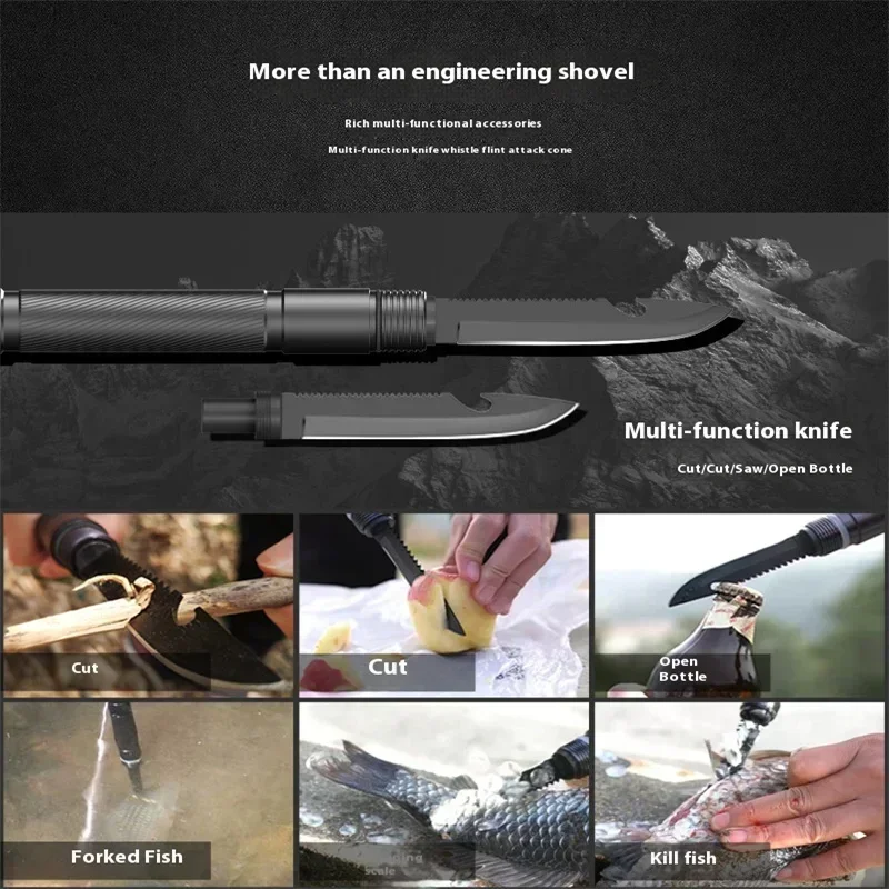 Folding Shovel Multifunctional Outdoor Gardening Snow Shoveling Tool Mountain Climbing Self-defense Hunting Emergency Tools Kits 6