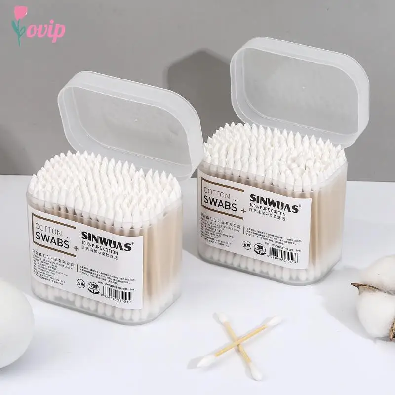 Disposable Ultra-small Cotton Swab Brush Eyelash Extension Glue Removing Tools Lint Free Micro Brushes Wood Cotton 100/200pcs cotton swabs,wood cotton swabs,disposable cotton swabs,cleaning swabs