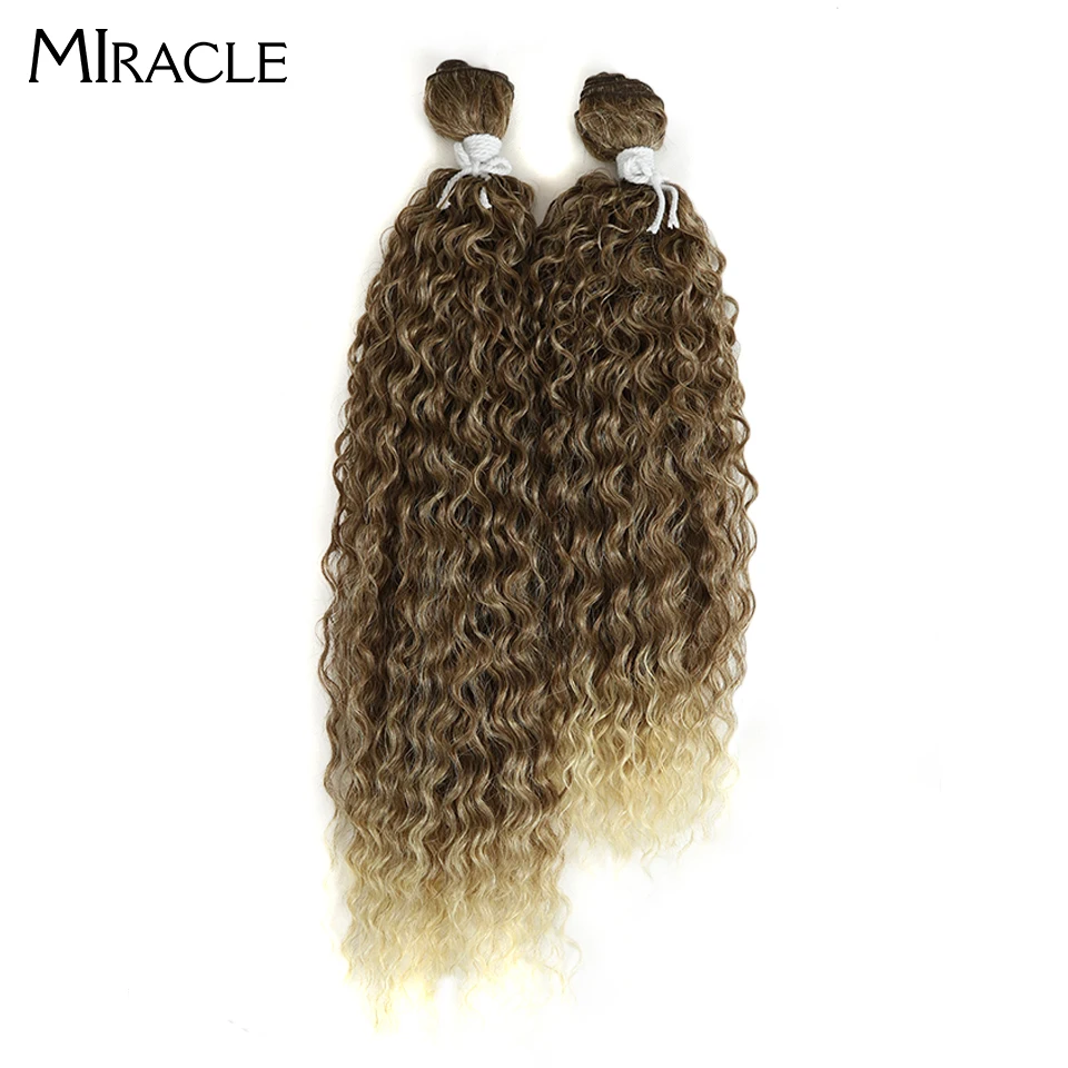 Afro Kinky Curly Hair Wave Synthetic Hair Heat Resistant Deep Wave Hair Bundles Extensions Brown Miracle Hair Curly Weave Hair