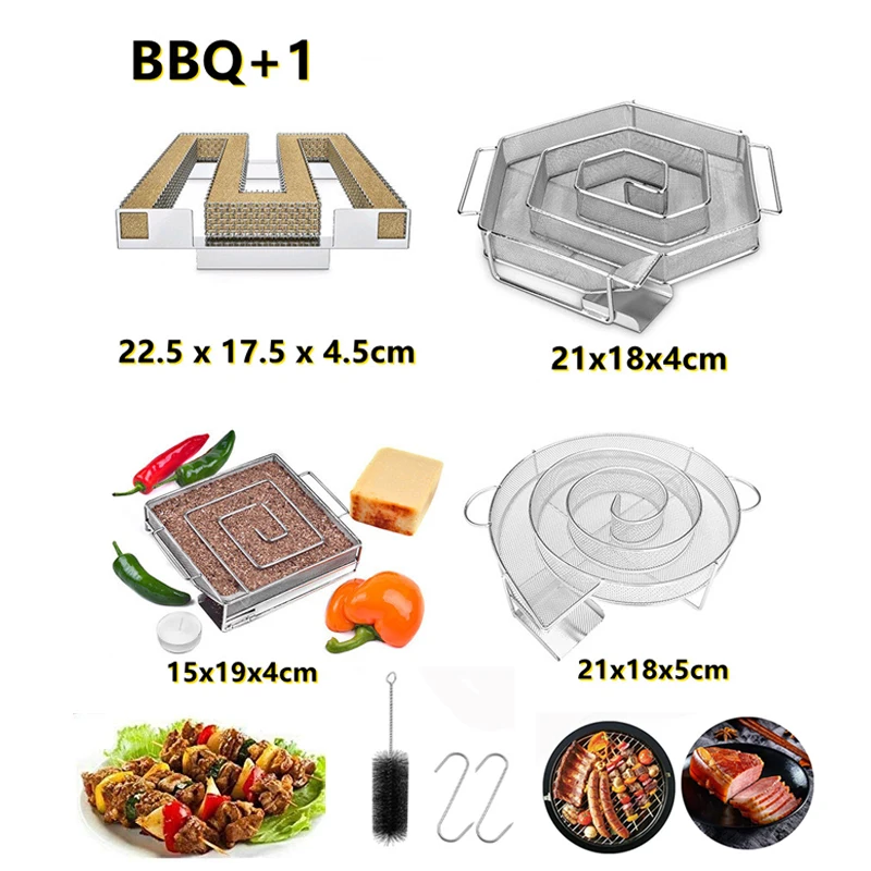 Cold Smoke Generator BBQ Accessories Steel Barbecue Grill Cooking Tool Smoker Salmon Bacon Fish Mini Apple Wood Chip Smoking Box smoker accessories