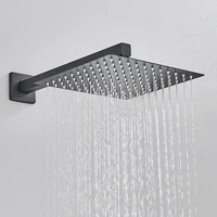 Black Concealed Shower System Rain Waterfall Bathroom Embedded Shower Faucet Set with Tub Spout 2