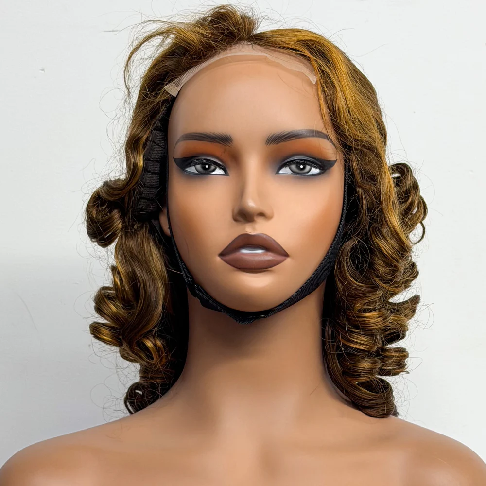 18 inch Fluffy Bouncy Loose Human Hair Wig 4x4 Lace Closure 250% Density Egg Curly Wigs Human Hair Wigs Loose Wave For Women