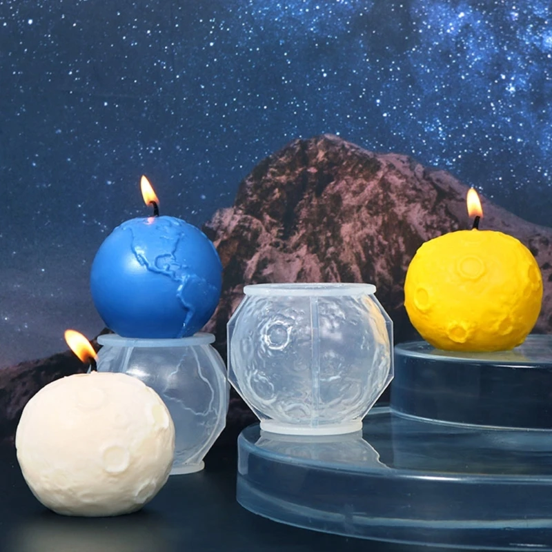 Moon Ball Shape Silicone Molds The Eartrh Planet Candle Wax Resin Mold DIY Aromath Soaps Decoration-Mold Fondant Moulds