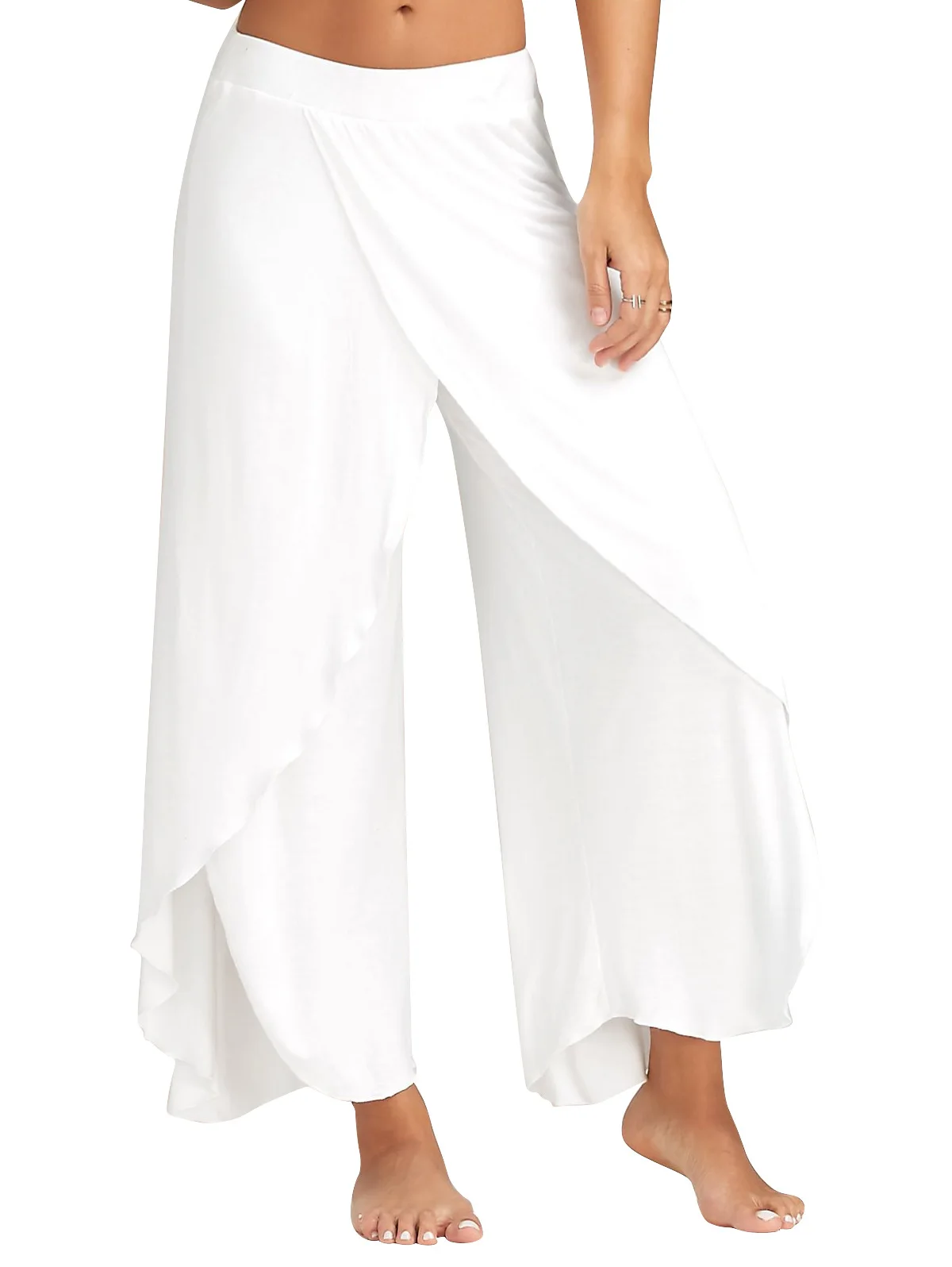 

2023 Summer Women's Slit Pant Solid High Waist Casual Irregular Pants Spring Summer Female Fashion Ladies