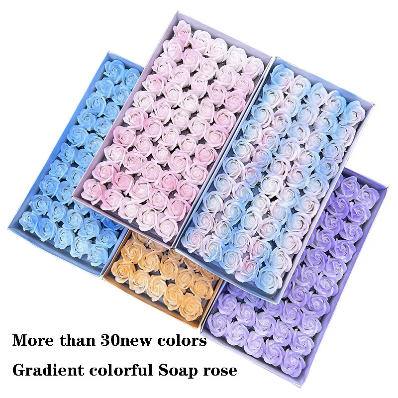 5X7cm Gradient Silver Gold Soap Roses head 3layers sweet DIY bouquet for Mother