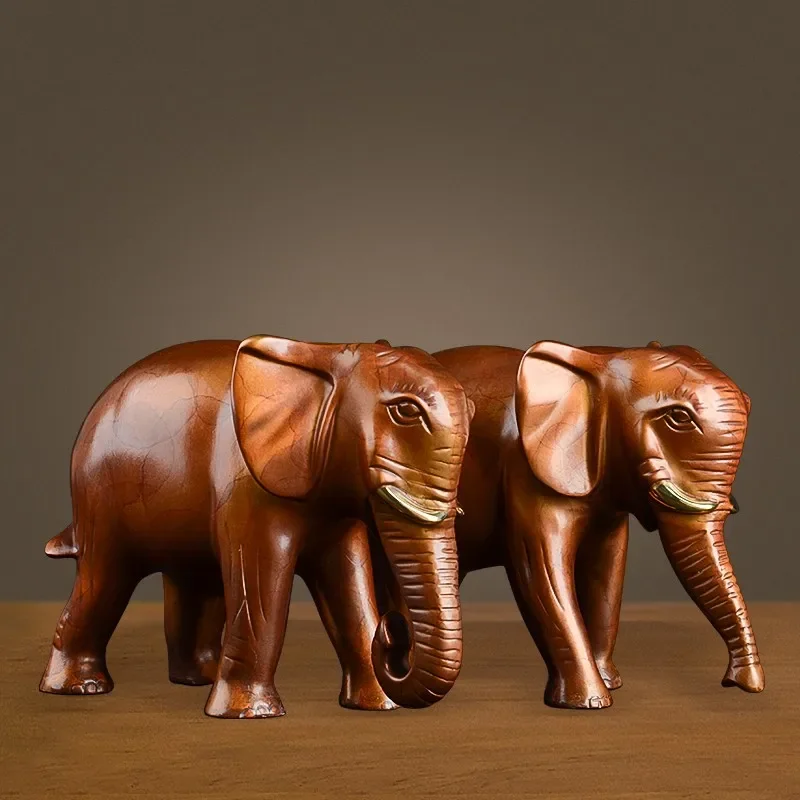 

Pure Brass Elephant Decoration a Pair Bringing Fortune Living Room TV Cabinet Hallway Office Company Housewarming