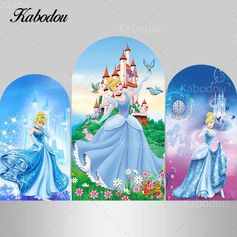 

Princess Cinderella Arch Photo Backdrop Arched Wall Birthday Party Decoration Background anner Baby Shower Photocall