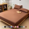 Single/Double/King/Queen Beds Cotton Fitted Sheet for Mattress Pads and Bedspread Covers in All Bed Sizes 140/150/160/180x200 1