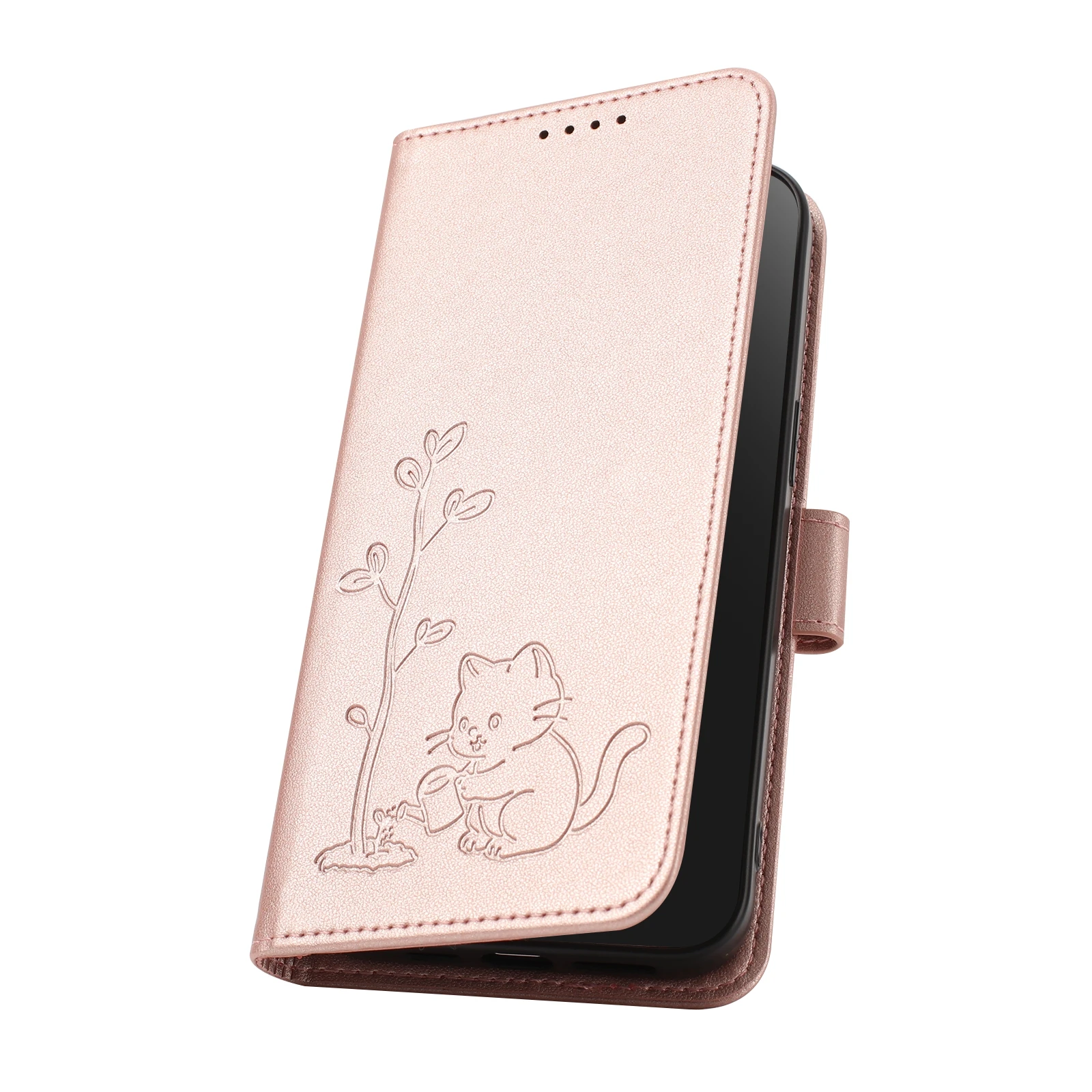 Cartoon Cat Leather Flip Phone Case