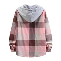 Male Casual Autumn Large Plaid Print Shirt Hooded Long Sleeve Shirt slim fit Art 3d Digital Print Flower Retro Solid Shirts - Image 6
