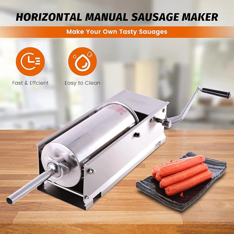HV3L 3/5/7 Liter Manual Sausage Machine 2 Speed Stainless Steel Horizontal Sausage Stuffer