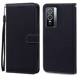 Silicone Wallet Flip Leather Phone Case - Book Style Cover with Coque s Housing for Vivo Y76 5G (Black)