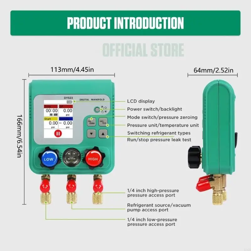 400B Car Air Conditioning Gauge Tool with Real Time Pressure & Temperature Monitoring