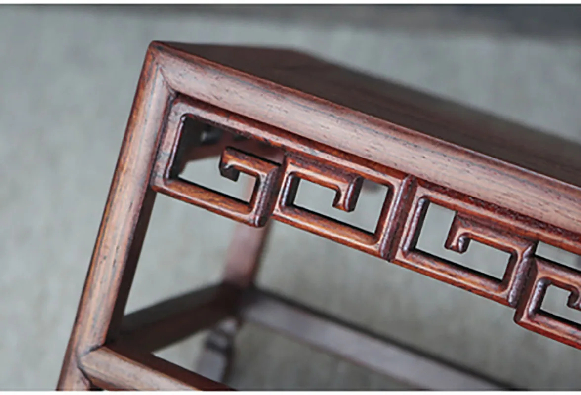 Hongsuanzhi-Wood Carving Teapot Storage Display Shelf, Small Duobao Pavilion, Purple Clay, Chinese Style Decoration, New